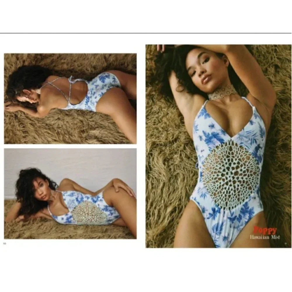 💕FRANKIES BIKINIS💕 Poppy One Piece Swimsuit ~ Hawaiian Mist Crochet S NWT